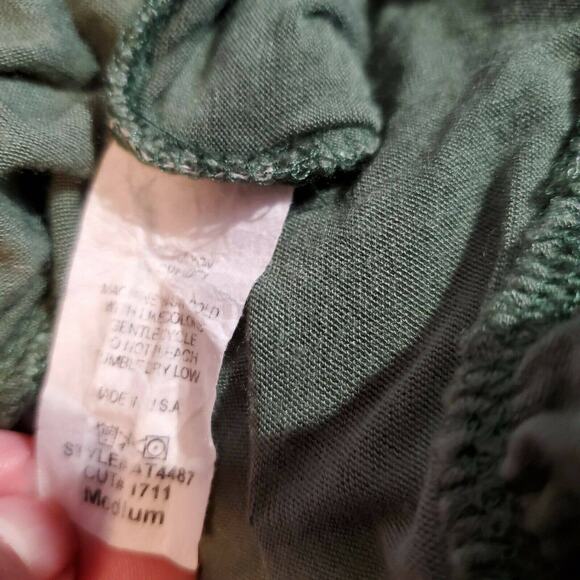 Audge Podge Tunic Top Size M Green Cowl Neck Asymmetric Hem Boho Fairy - Picture 9 of 10